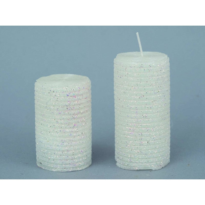 Candela cilindro glitterata CM.5X9,5 h pz 1