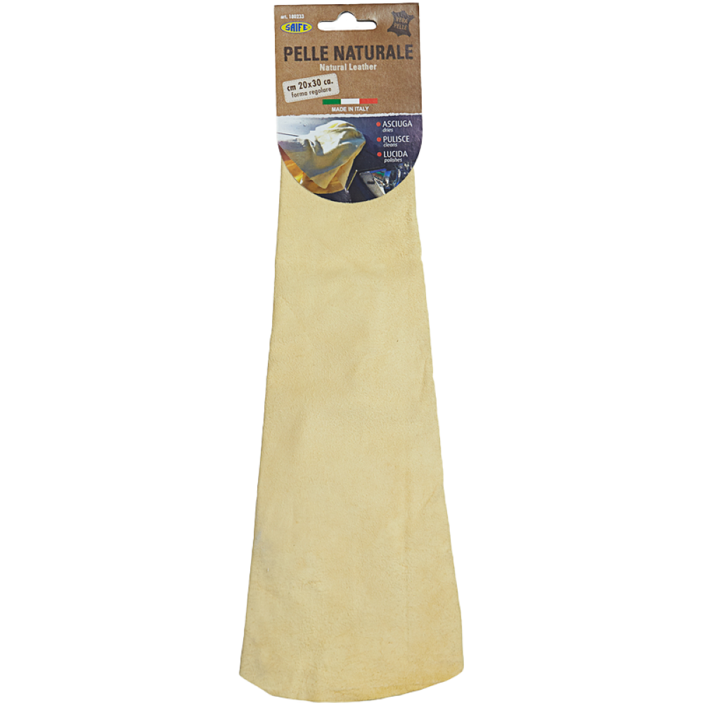 Panno in Pelle Naturale Scamosciata 49x32 cm - Adatto alla Pulizia di Veicoli