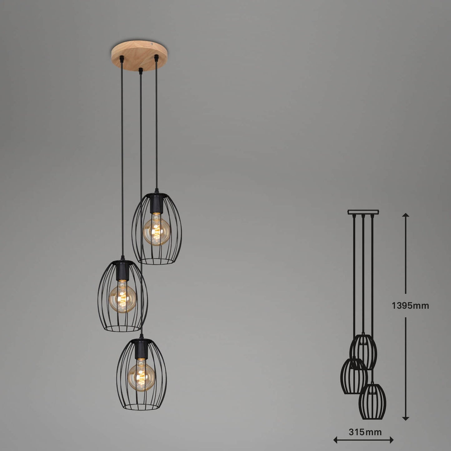 Sospensione vintage Waktu 3xE27