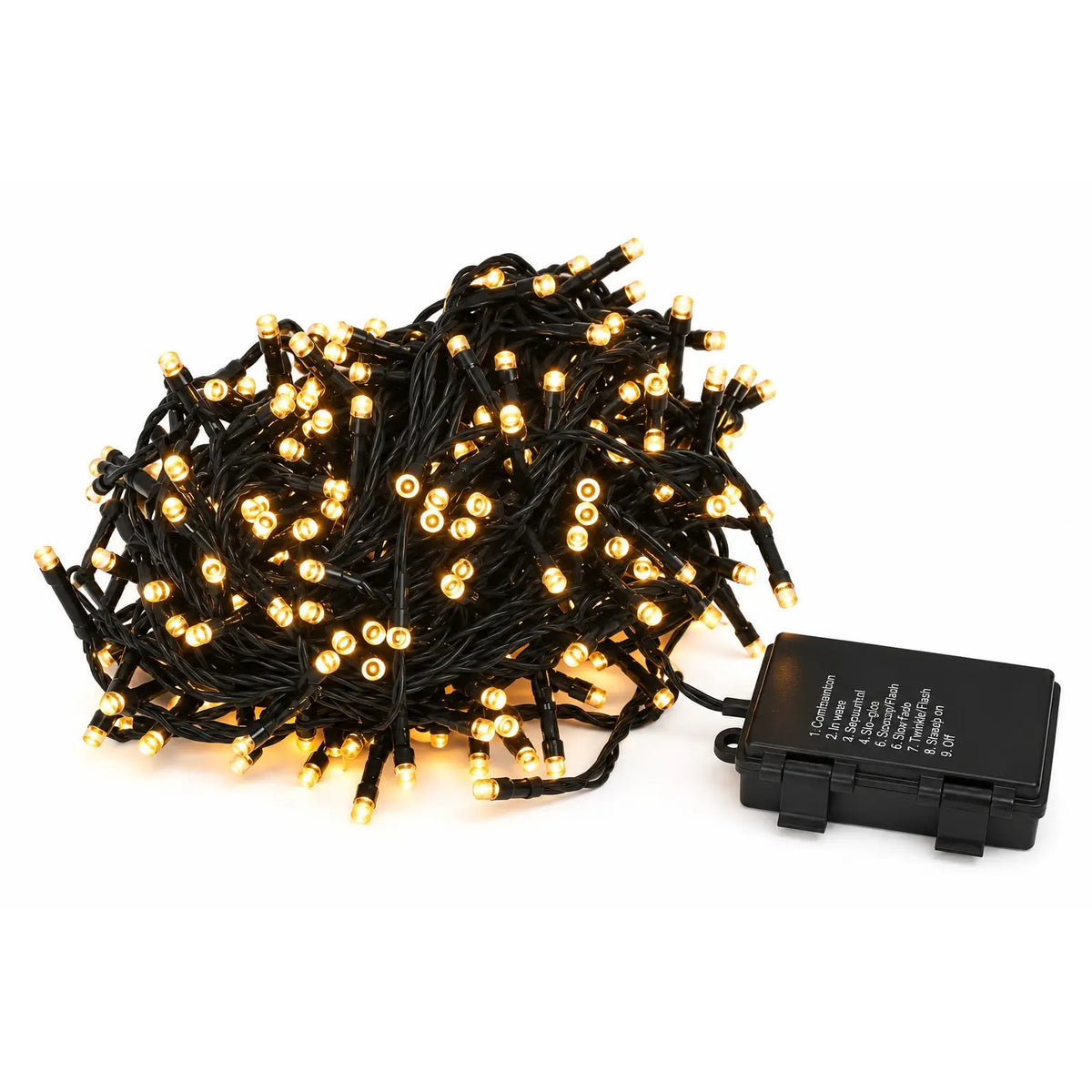Catena luminosa a 60 LED a batteria bianco caldo per esterno 410 + 50 cm