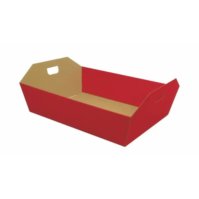 Cesta in cartone ondulato rossa con manici cm 43 x 32 x 12h