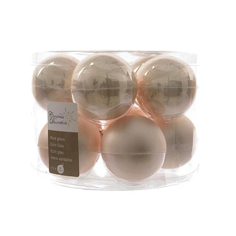 Box 10 palline di Natale in vetro perla lucide e opache Ø6 cm