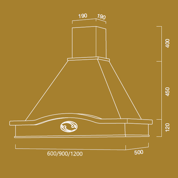Cappa aspirante LUCREZIA inox bianco, in legno cenere 60 cm