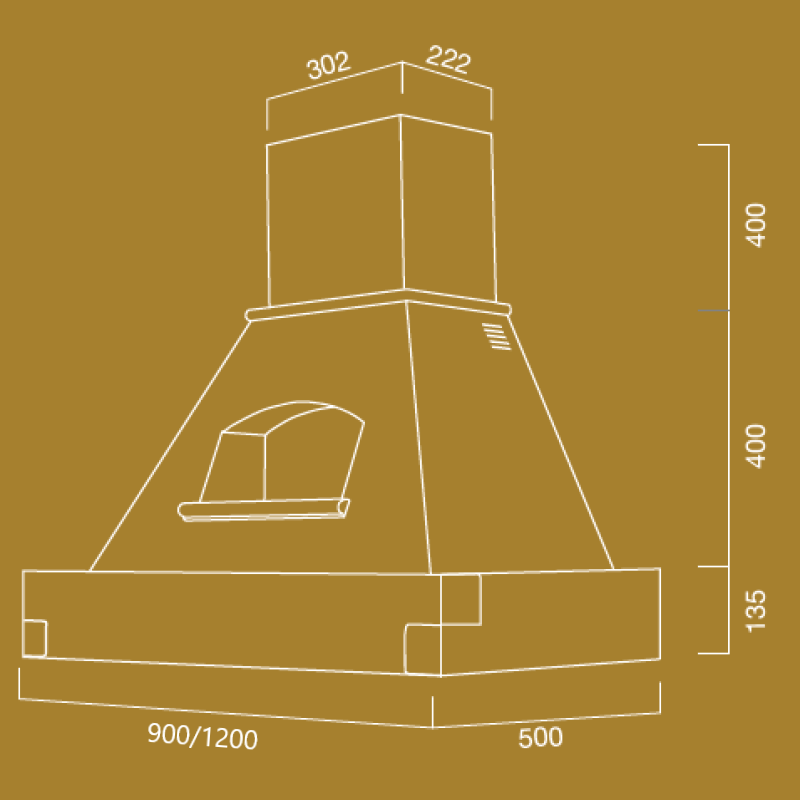 Cappa Cucina Rustica EPOQUE Bianca con Cornice Legno Tabacco 120 cm