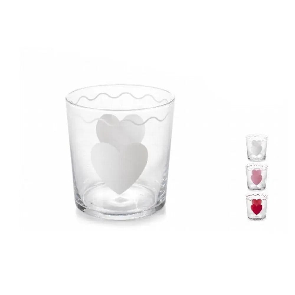 Bicchiere vetro decorato cuore 35cl