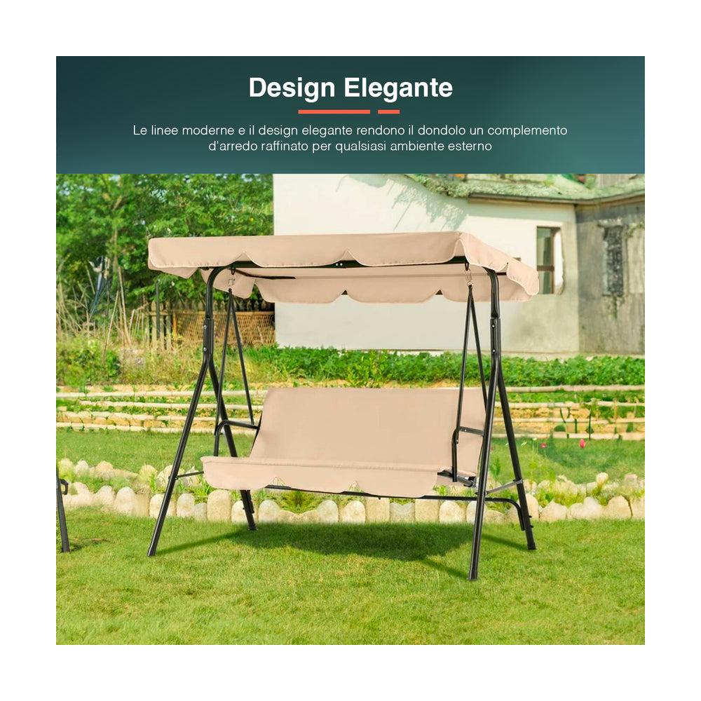 Dondolo Acciaio Verniciato, Telo Poliestere Beige