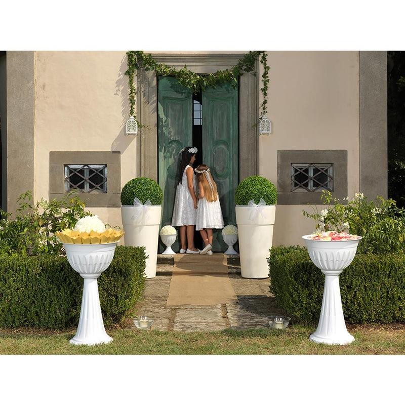 Bama Colonna Alba Fiori cm. 43x74,5h lt. 20 Bianco Plastica Fioriera 31890