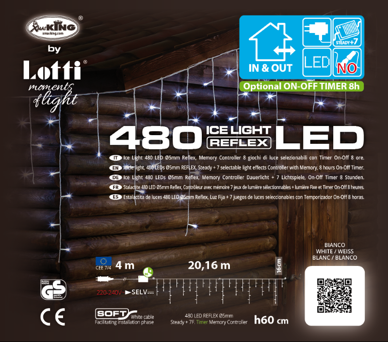 Ice Light WLED 480 LED 20,16 m x H60 cm, Luce bianca fredda