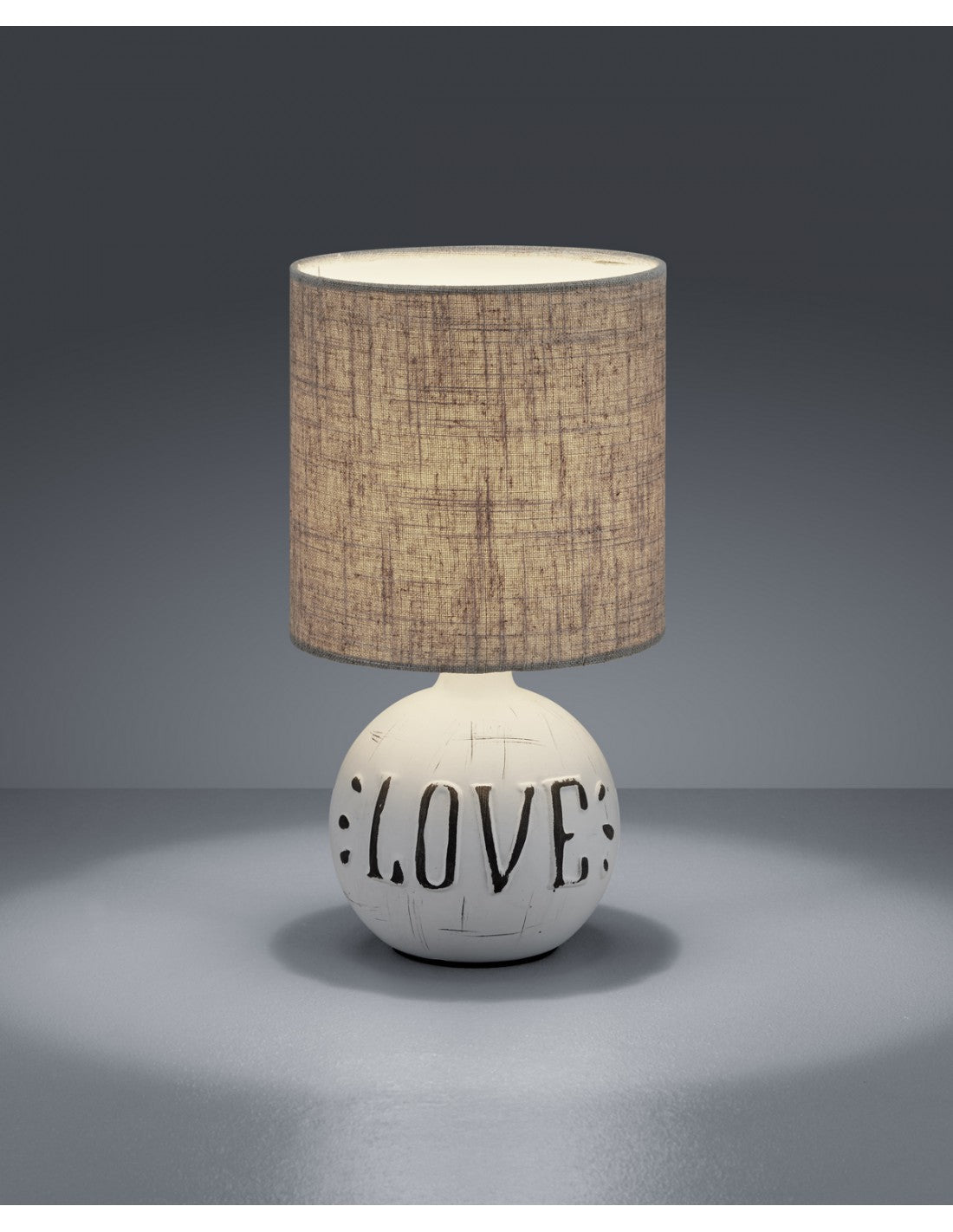 Lampada Esna Ceramica "LOVE" E Paralume Cappuccino Ø16 cm Trio