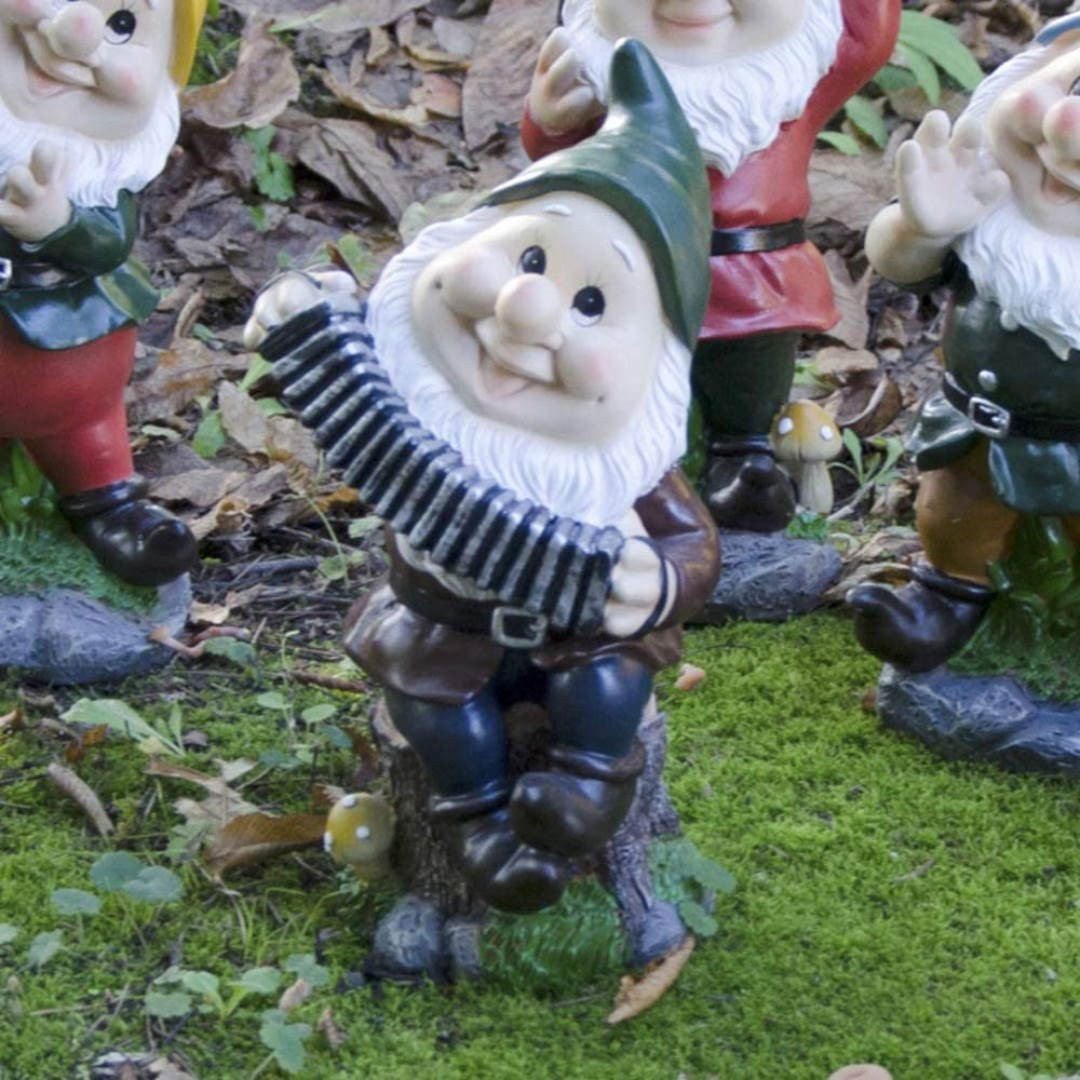 Nano con fisarmonica statua da giardino 16x13,5x28H