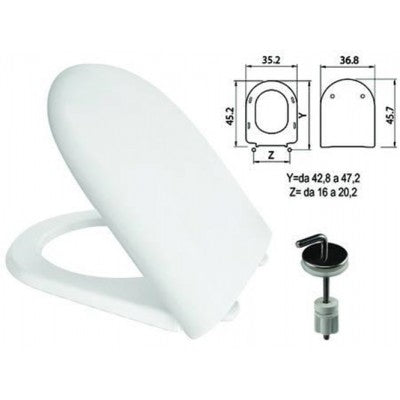 Sedile WC in termoindurente Luna 2 bianco con cerniere inox H050 - FER 410786.