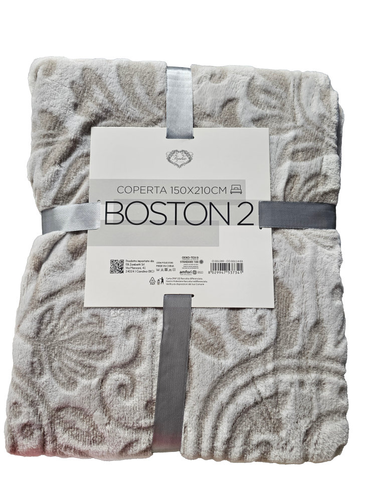 Coperta Matrimoniale Boston - 150 x 210 CM - Lavabile a 30° - 100% Poliestere