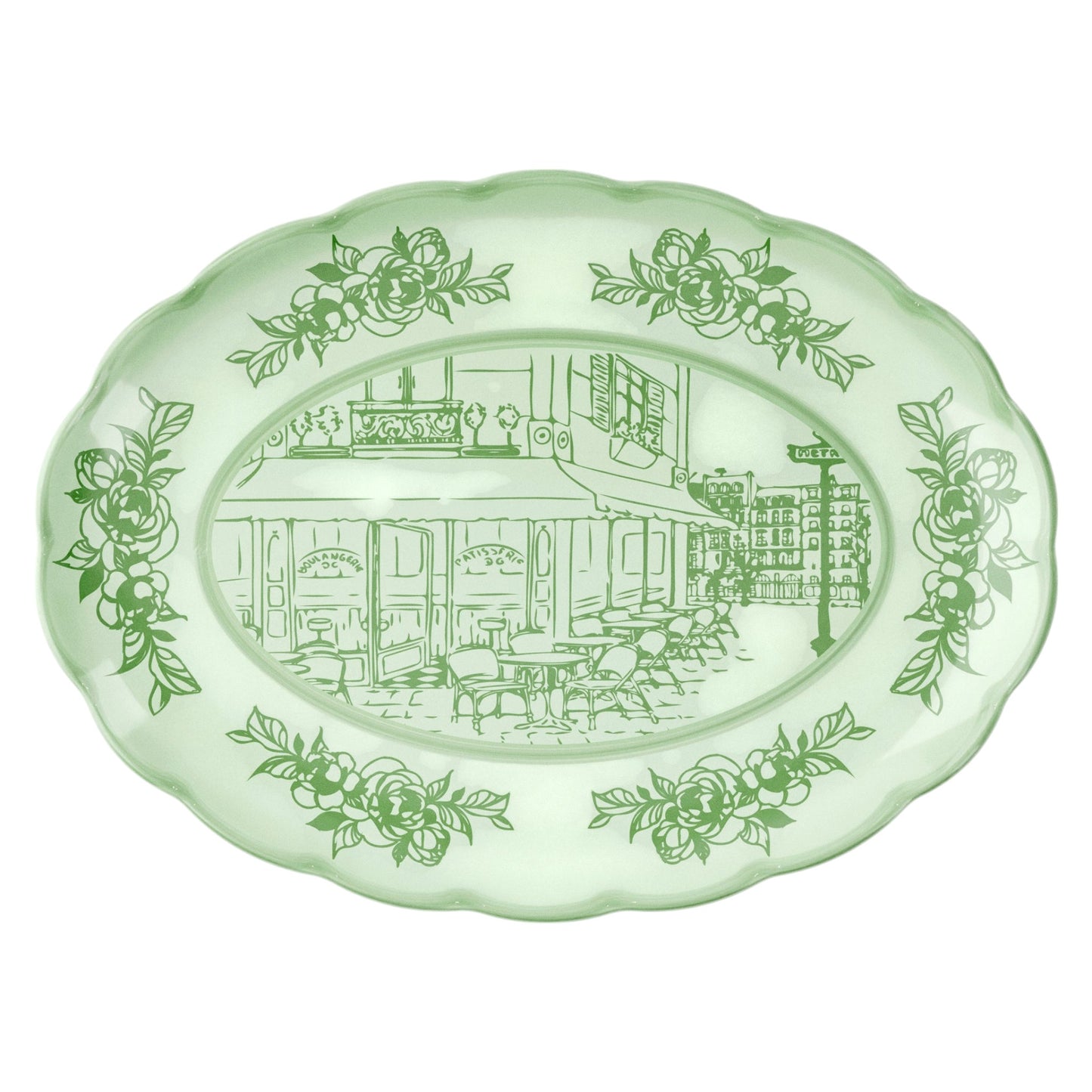 Vassoio ovale grande Josephine verde polvere