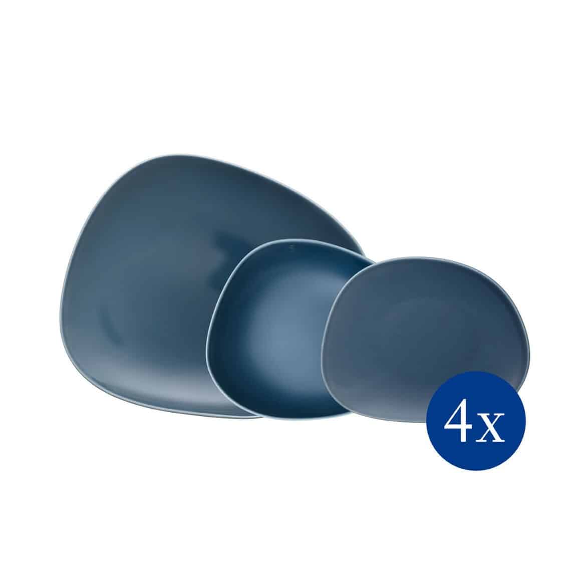 Set di piatti turchesi 4x piani, dessert, fondo