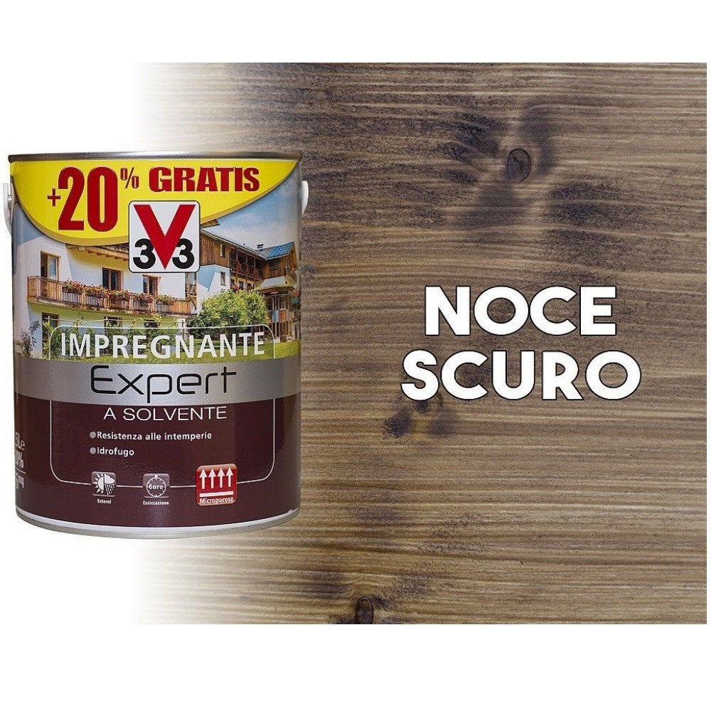 Impregnante a solvente protettivo per legno Expert noce scuro 3 litri