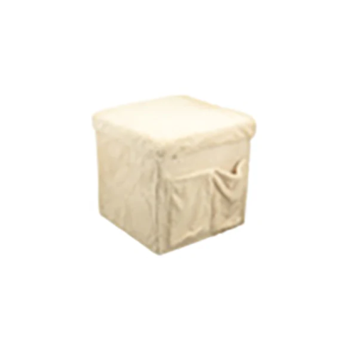 Pouf in pelliccia sintetica 38x38 cm beige