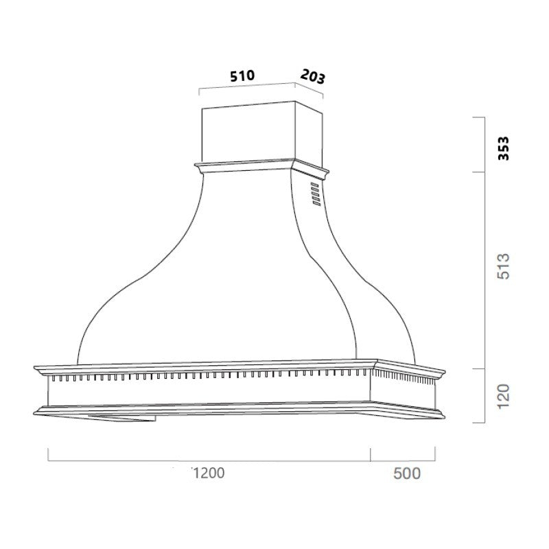 Cappa Cucina Rustica Bianca FAMILY, Cornice Legno Intarsio, 120 cm