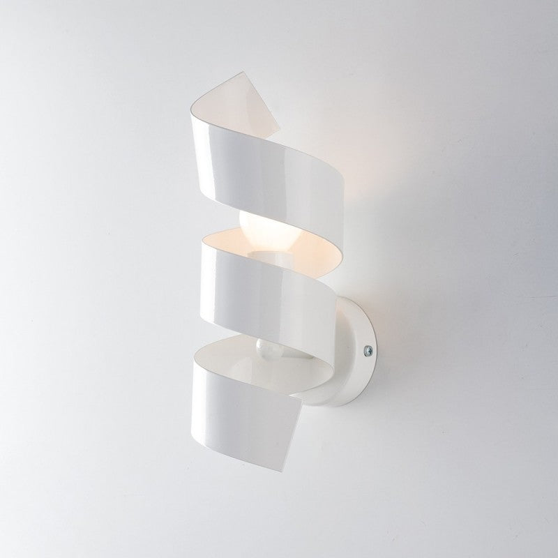 Applique moderna spirale in ferro bianco 13x h28 cm