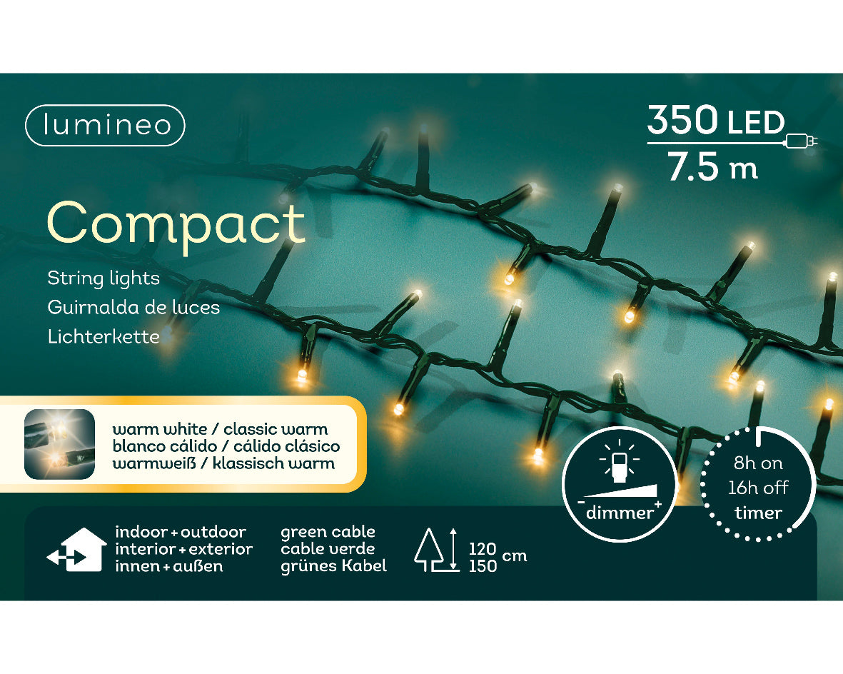 Luci LED compatte con 8 effetti, per esterno, 4500 cm – Cavo Bianco