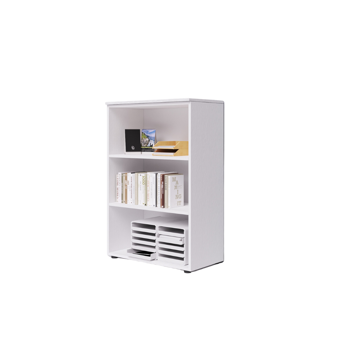 Modulo da ufficio a giorno tre vani con top colore Bianco H129x90x45cm