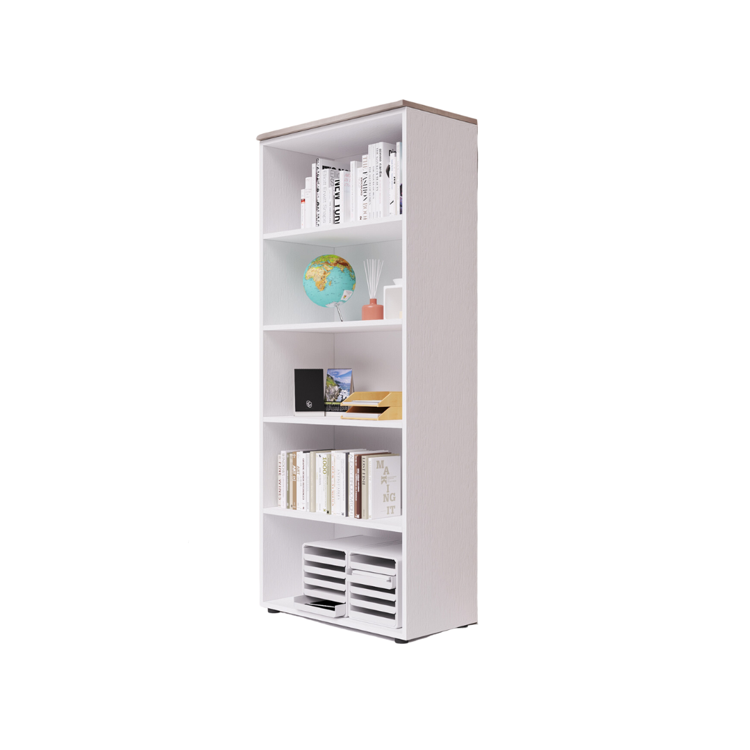 Libreria da ufficio a giorno con top colore Olmo H212x90x45cm