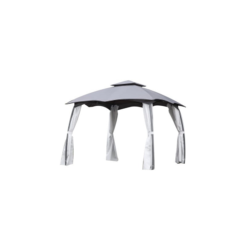 Gazebo in Acciaio Louisiana 3x3 m con Doppio Tetto e Tende Laterali