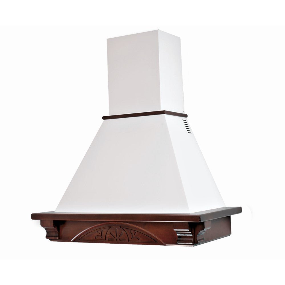 Cappa rustica bianca DOLCE VITA con cornice legno tabacco 90 cm