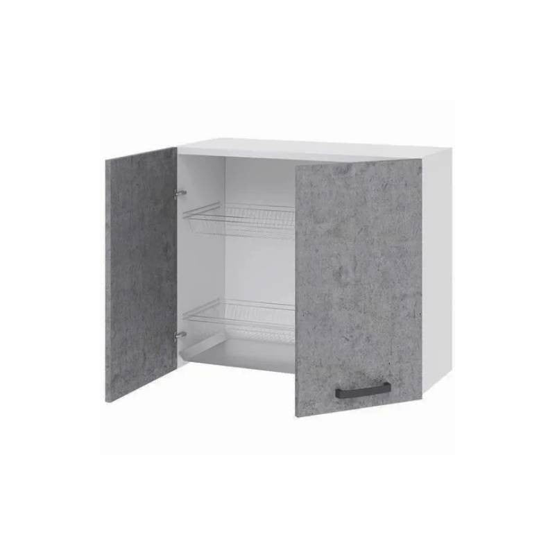 Pensile Scolapiatti Cucina Bianco con 2 Ante Cemento 80x32xH 72
