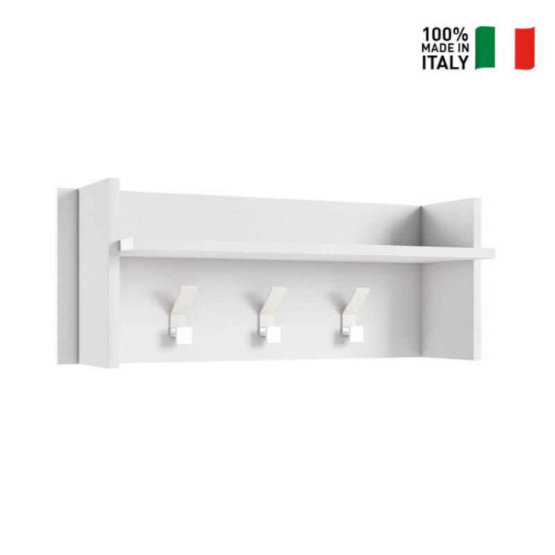 Pannello Appendiabiti Ampio Ripiano, 3 Ganci, Bianco