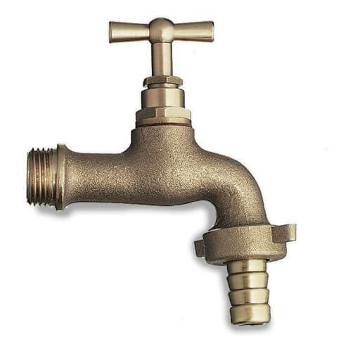 AROZ Base Per Rubinetto Da Giardino In Ottone Grezzo - Universale 1/2" 3/4" - Supporto Solido Per Esterni E Fontane