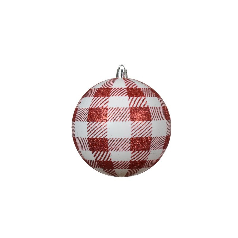 Pallina di Natale infrangibile bianca e rossa Ø10 cm