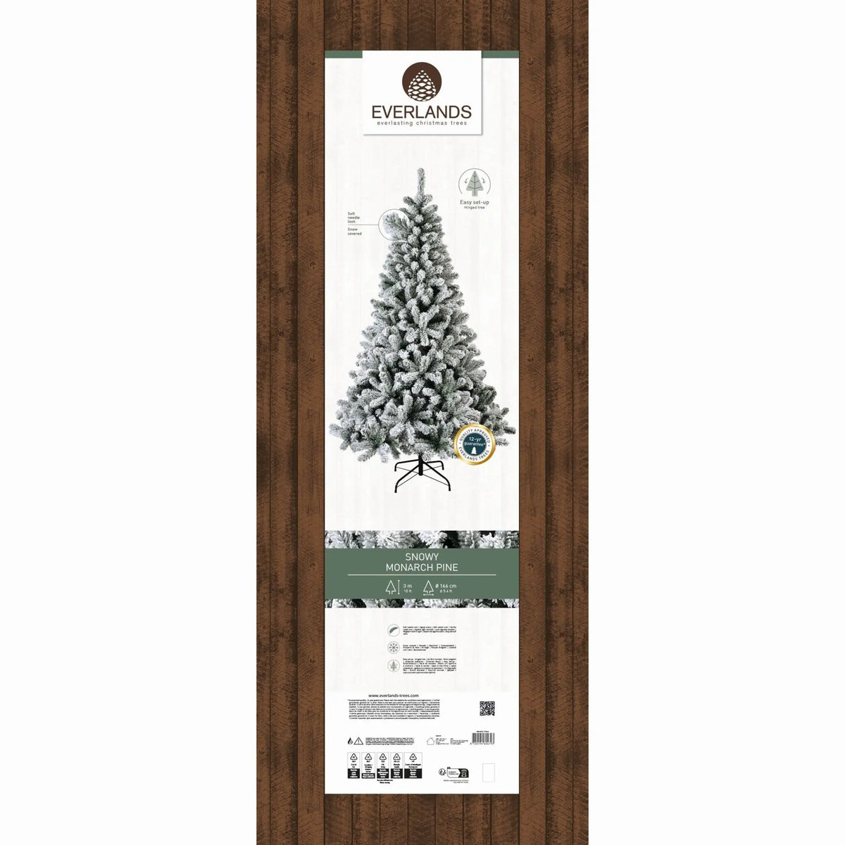 Albero di Natale Monarch Pine verde innevato Ø166 × H300 cm