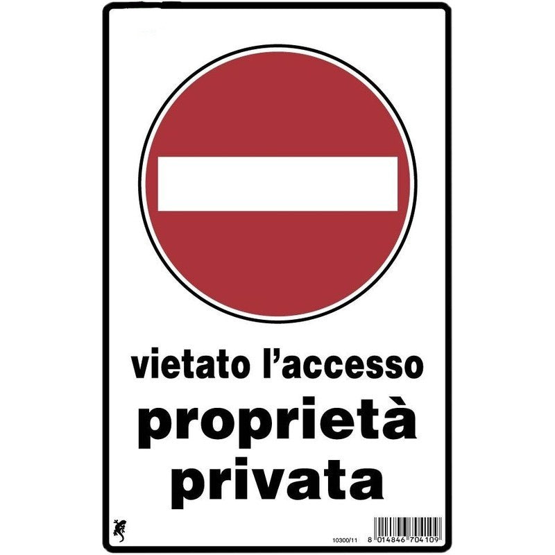 Cartello in plastica "vietato l'accesso proprietà privata" 30 x 20 cm