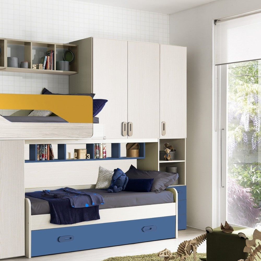 Cameretta Soppalco Colori Kiri, Avio e Giallo