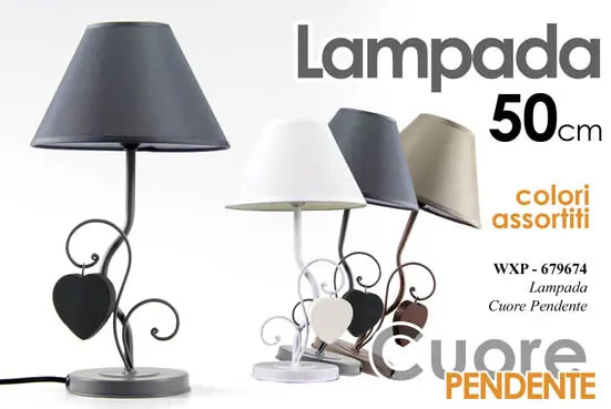 Lampada con cuore pendente 28x50 cm - 1 pezzo assortito