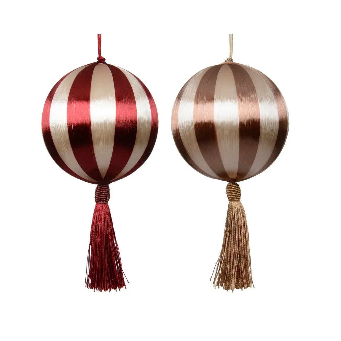 Sfera natalizia in foam con filo rosso e nappa Ø10 cm – 1 pezzo assortito