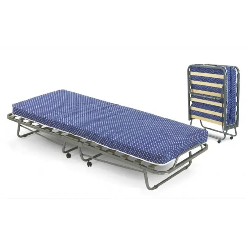 Letto pieghevole 80x200 cm in tubo quadro antracite con materasso h10 cm e copribranda
