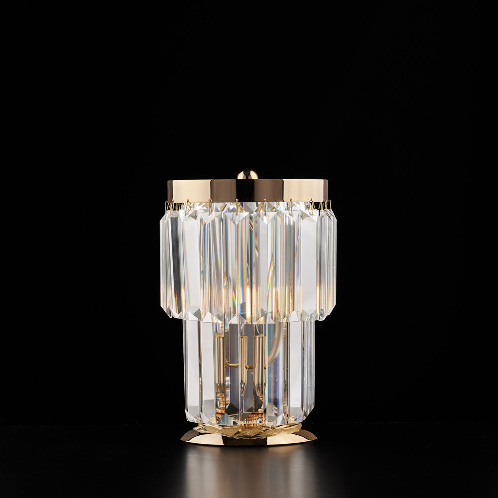 Lumetto in ferro e ottone dorato con strasss 1 luce H.24 - Ø15