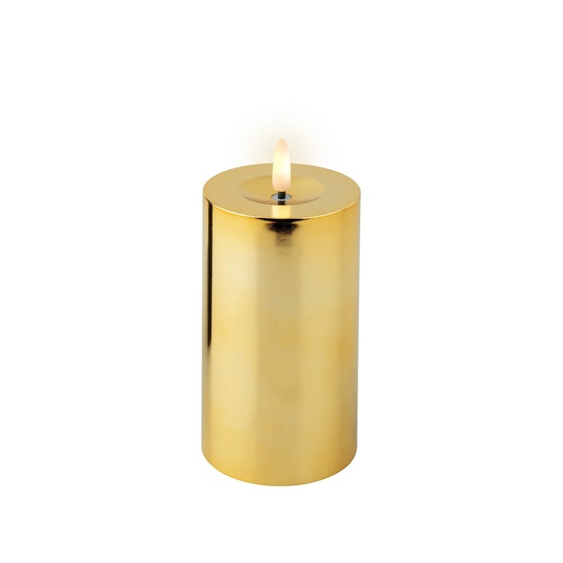 Candela LED con stoppino a batteria oro Ø7 × H15 cm