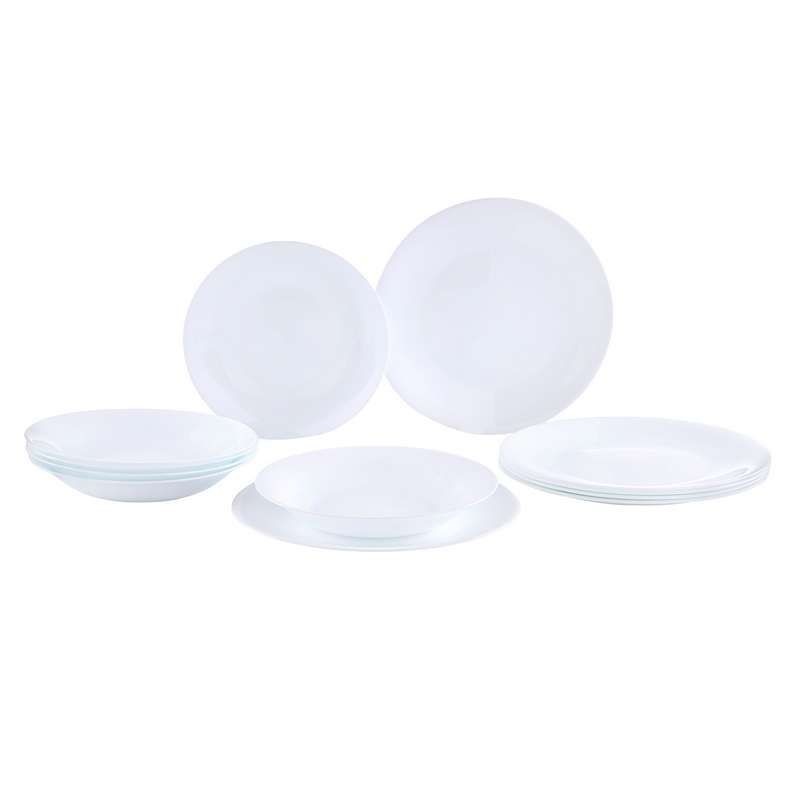 Servizio piatti Bormioli White Moon 12 Pezzi in vetro opale bianco