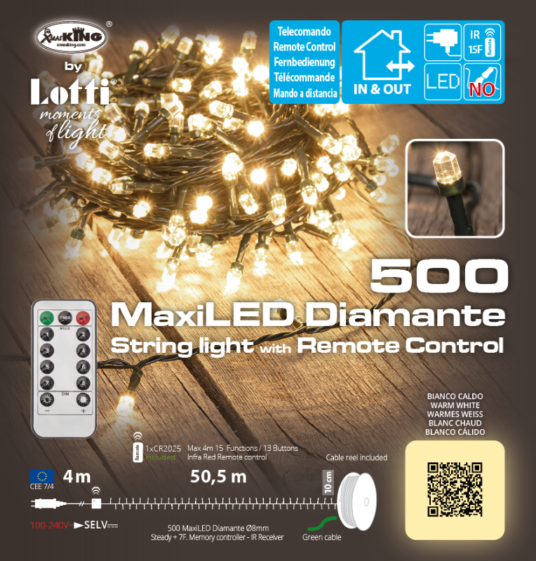 Catena 500 LED Bianco Caldo 50 m in Bobina