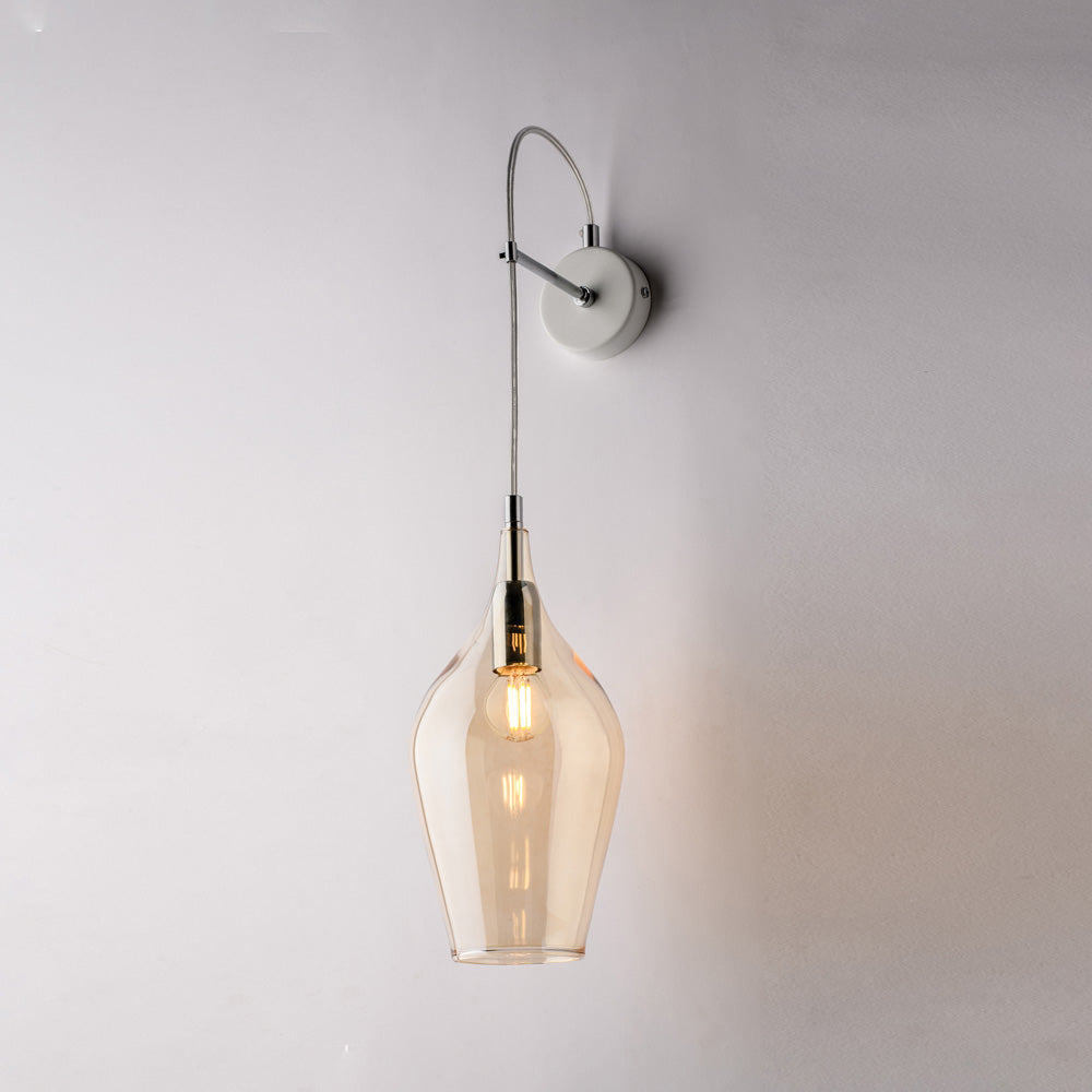 Applique in ferro e vetro ambra Pyrex, 1 luce – Ampolla