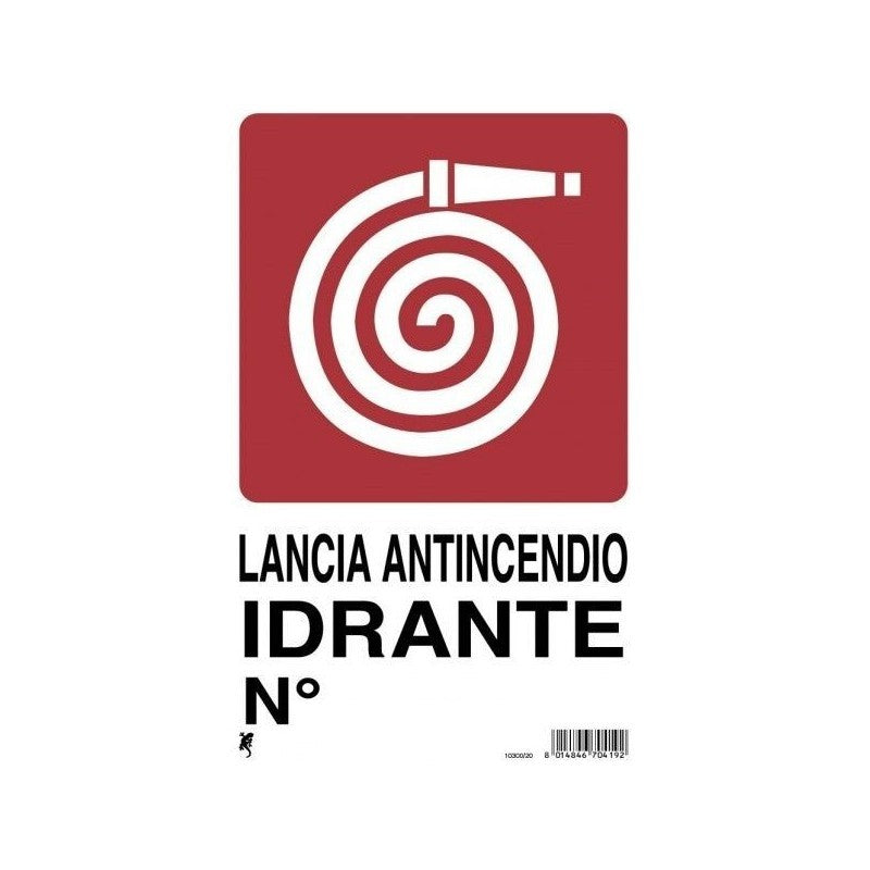 Cartello in plastica "lancia antincendio" 30 x 20 cm