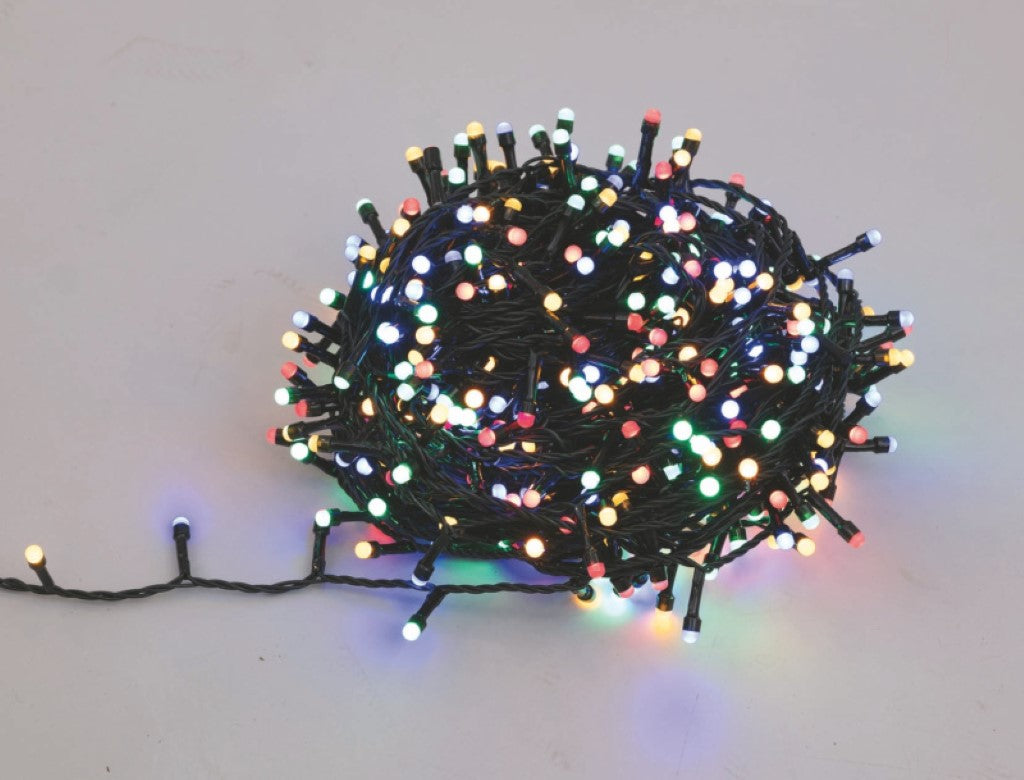 Catena luminosa 500 LED tondi 25 m multicolore