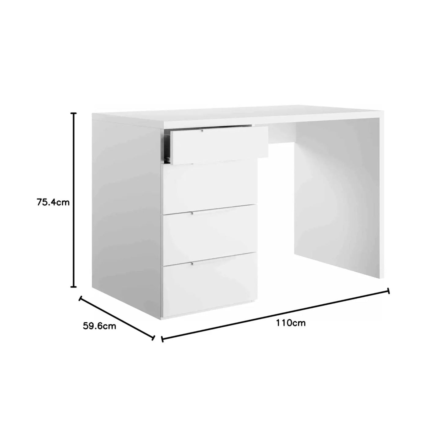 Scrivania Mon bianca 3+1 cassetto FSC cm 110x59,6x75,4h