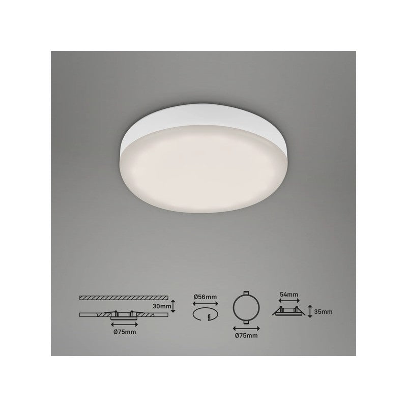 Faretto Plat da incasso led 7,5 cm 3w 350lm bianco