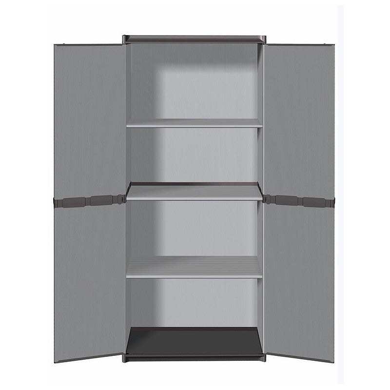 Armadio in resina con 4 ripiani e 2 ante, 68 x 39,5 x H168 cm