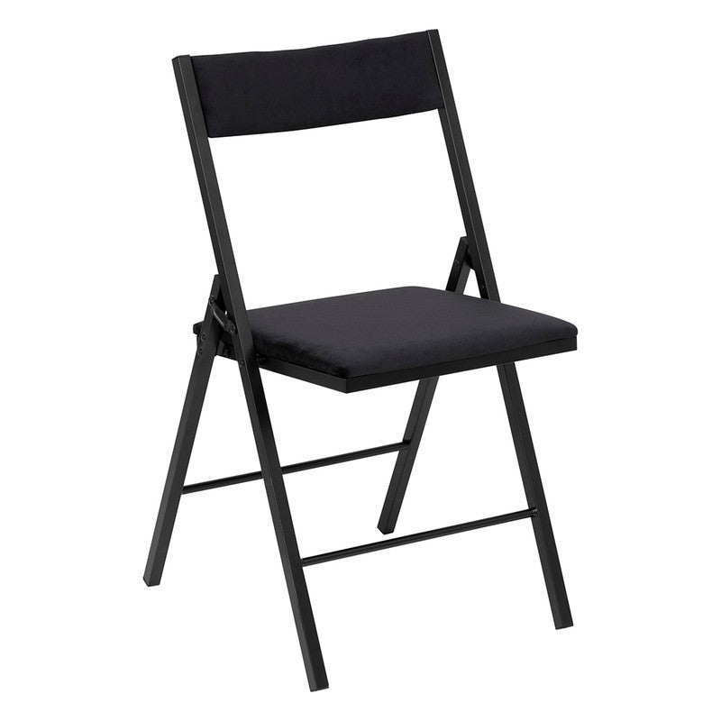 Sedia pieghevole in velluto nero cm 47x43x79h