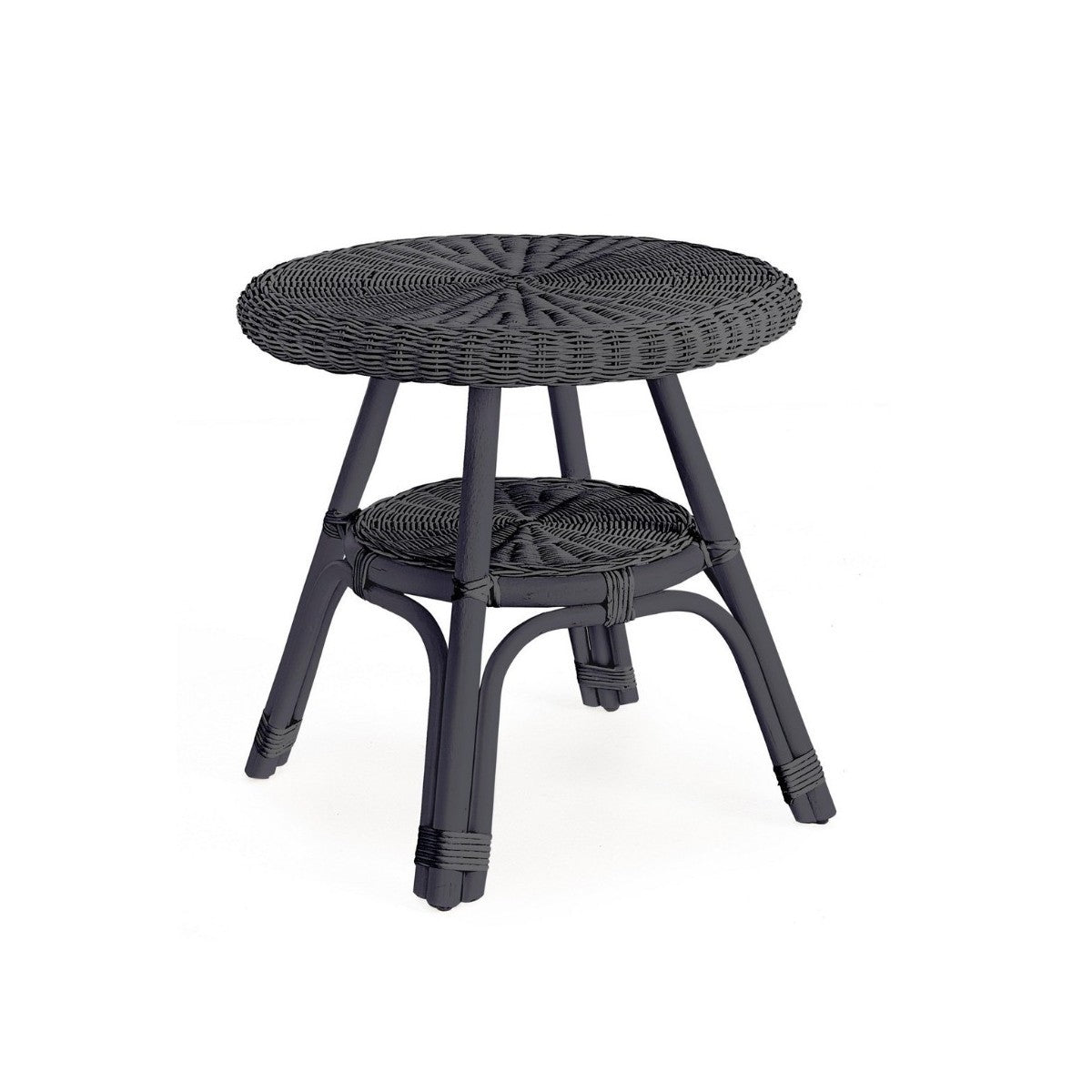 Bizzotto tavolino Allis midnight in rattan con intreccio in midollino Ø52x52h