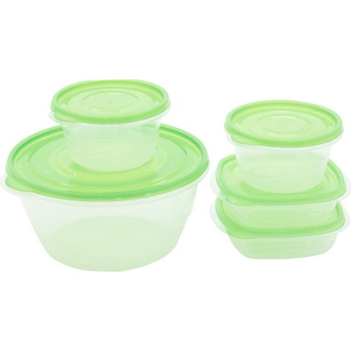 Set 5 contenitori con coperchio verde